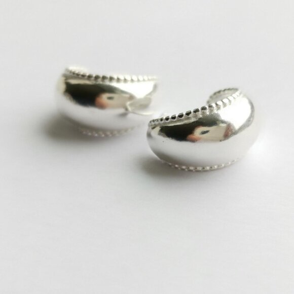 Sterling silver Crescent Hoop Earrings Hoops 🆕 - Picture 5 of 8